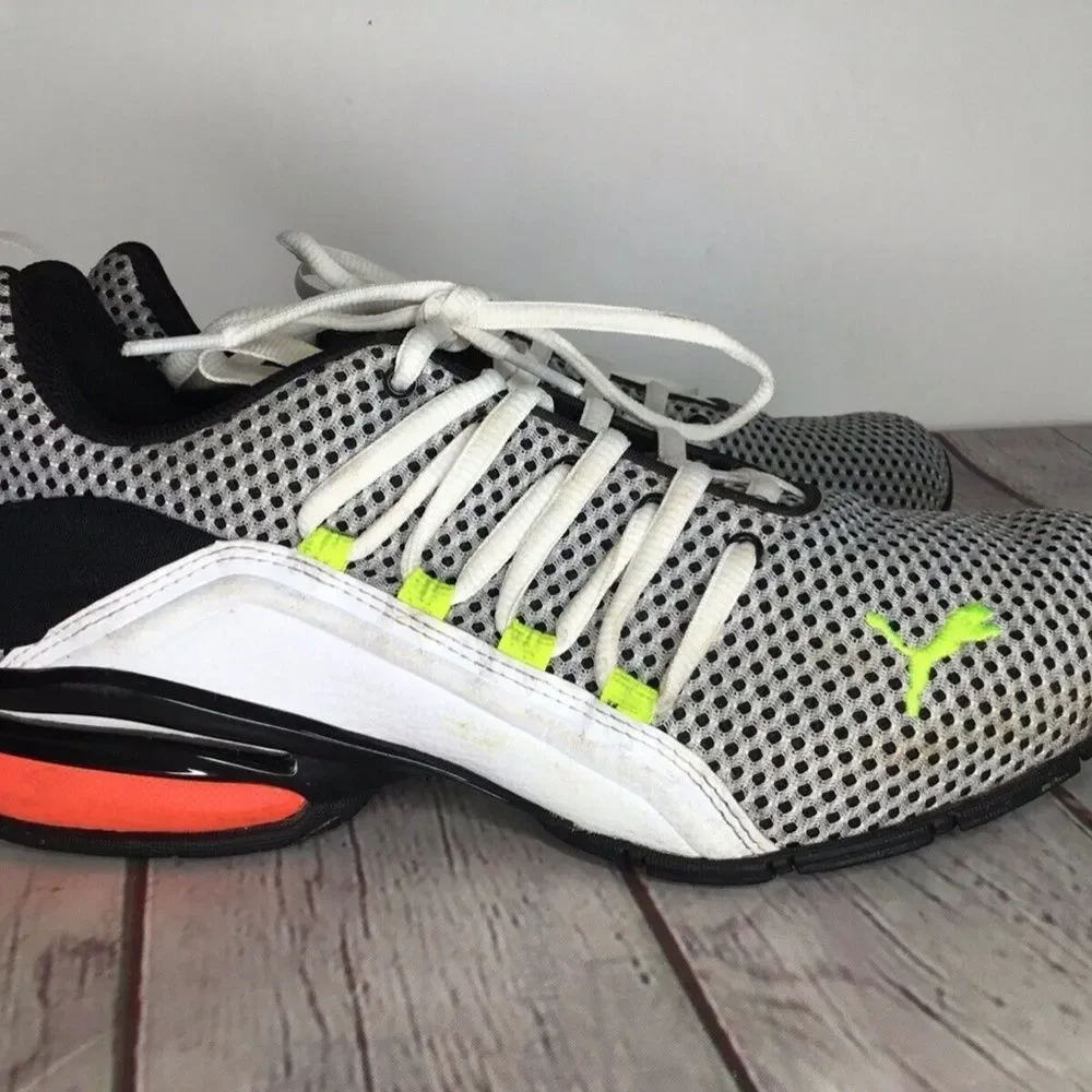 Puma Axelion Archtec White/Black Mesh Fade LaceUp Sneakers Unisex Kids Size 6.5C